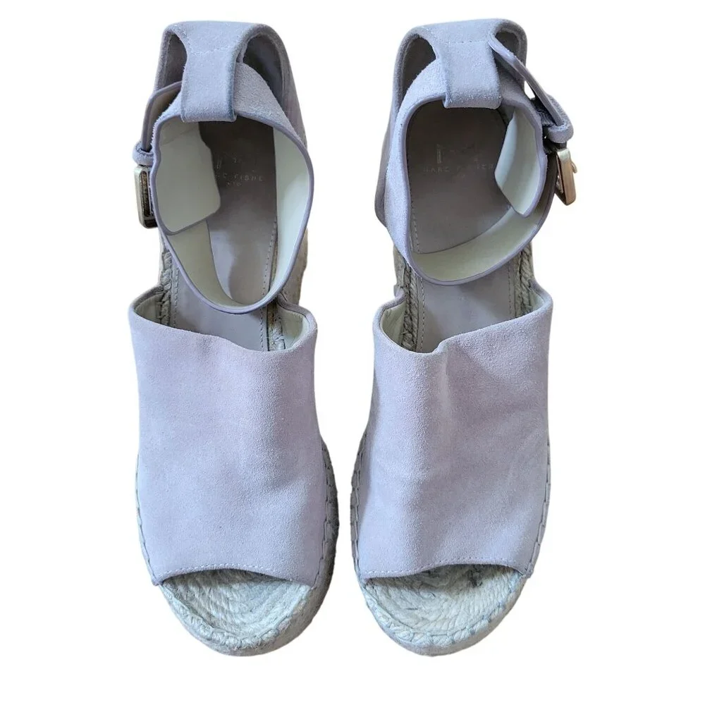 Marc‎ Fisher 9.5 Suede Leather Espadrille Platform Wedge Sandals Alida